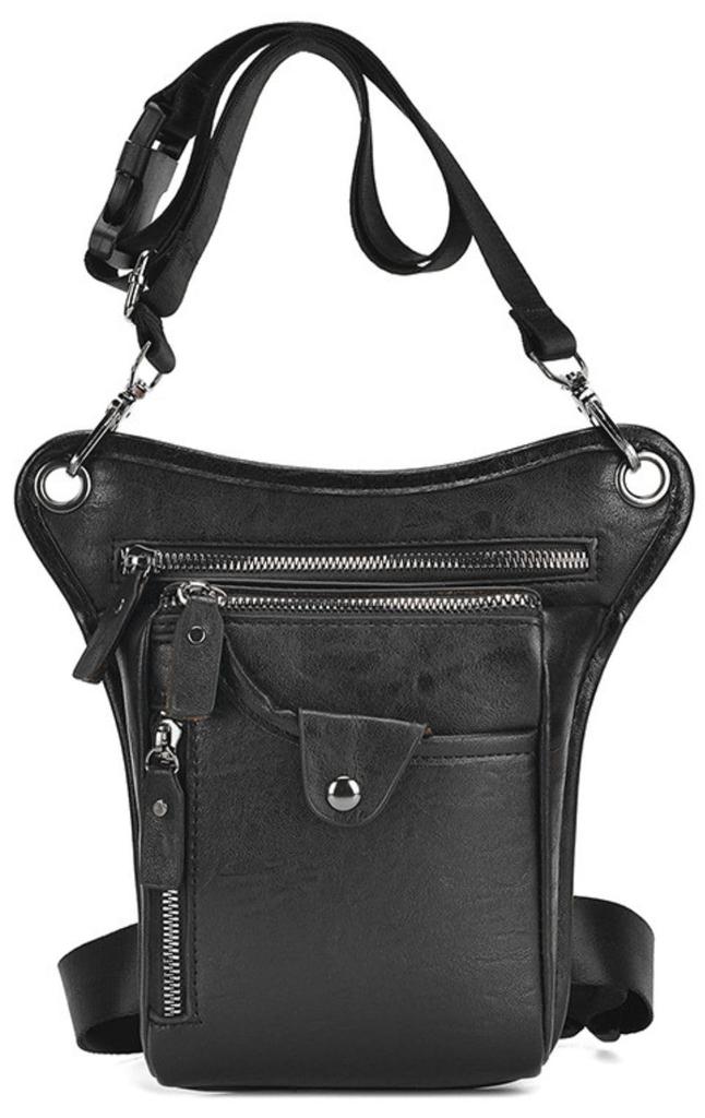 Motorcycle Leg Leg Holster Shoulder PU Bag, Pouch, Bag, Bag, Outdoor, Leather, Water-Repellent (Black)