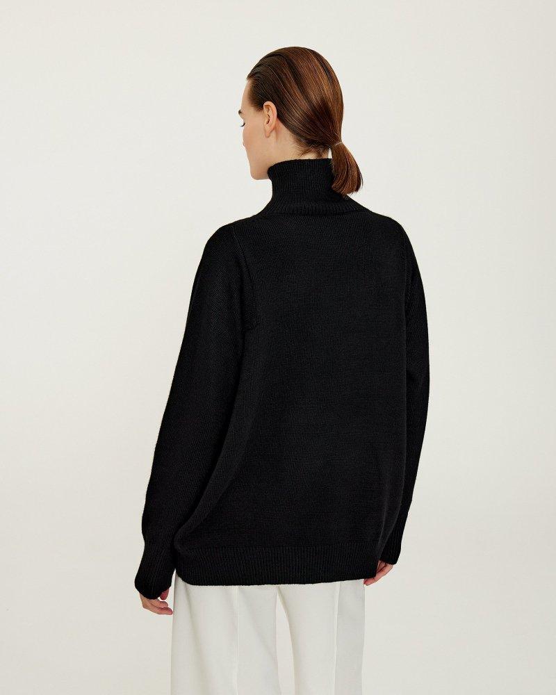 Новый свитер, женский свободный вязаный пуловер с высоким воротником и длинными рукавами, теплый свитер