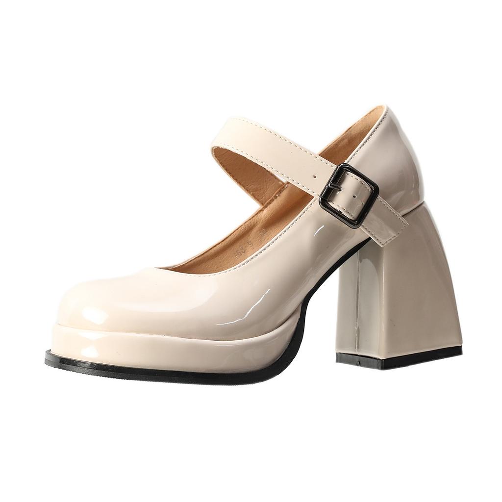 Женские туфли на высоком толстом каблуке, ретро туфли Мэри Джейн, платформа, водонепроницаемая подошва, круглый носок, маленькие кожаные туфли в японском стиле JK лоли