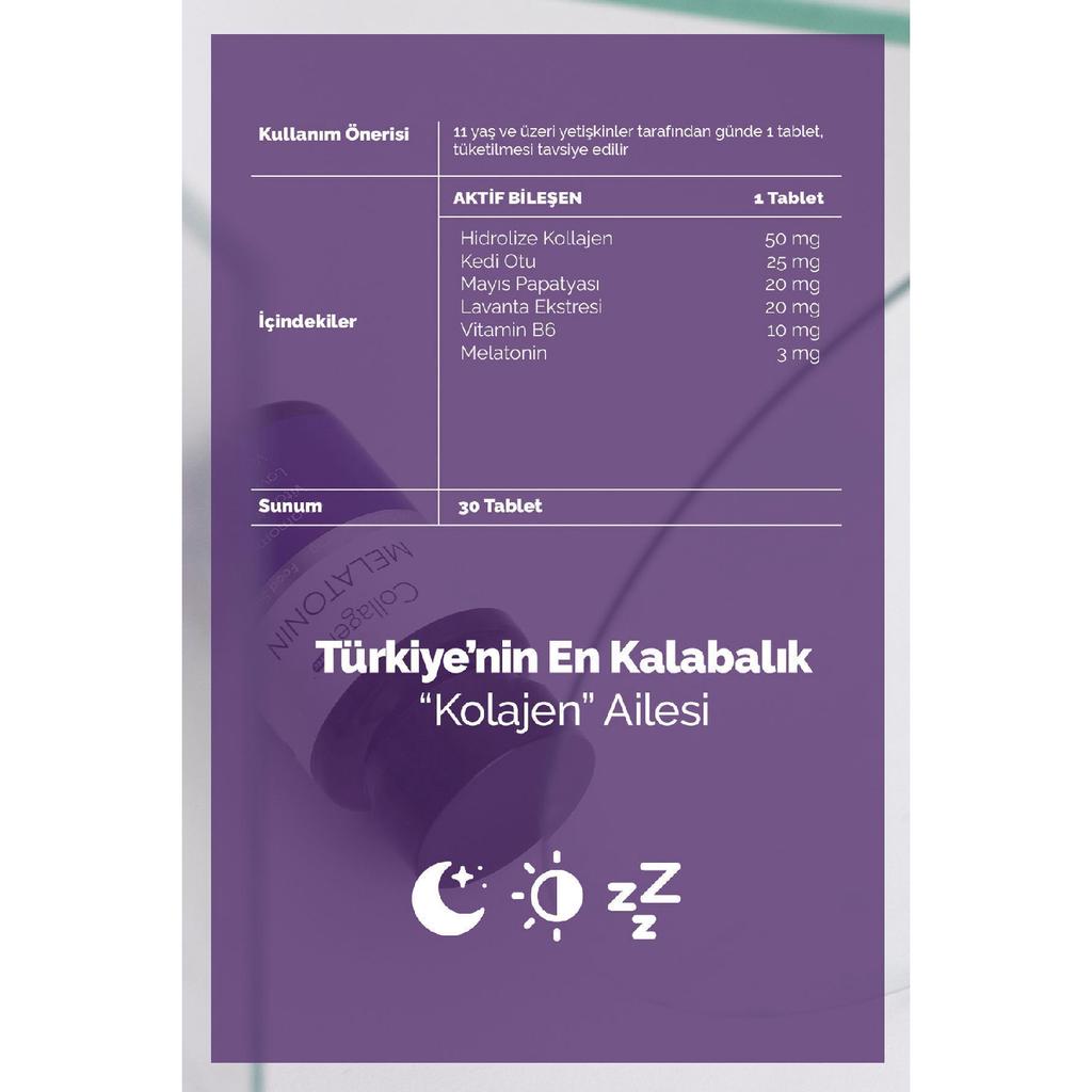 Melatonin 3mg, Hydrolyized Collagen, Vitamin B6, Lavender, Daisy