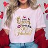 Модная футболка на 50-летие для женщин, одежда Харадзюку, вечеринка по случаю дня рождения, топы Y2k, футболки с коротким рукавом, эстетичная одежда