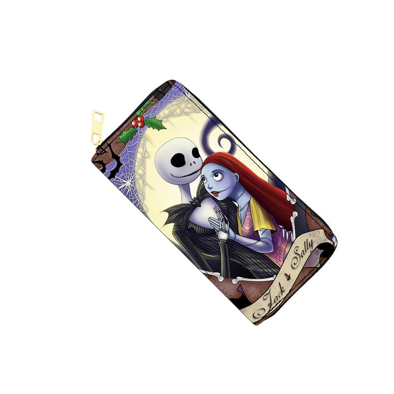 Nightmare Before Christmas PU Leather Long Wallet for Women Zip Clutch Purse Makeup Bag Jack Skellington Print 3pcs