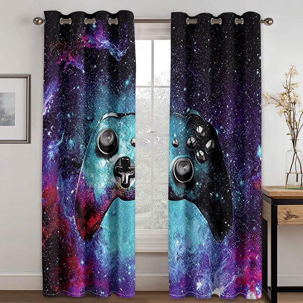 3D E-Sports Gamepad Game Controller Video Boy Kids Child Winodw Drape Curtains Set for Living Room Bedroom 2 Pieces Free Shiping