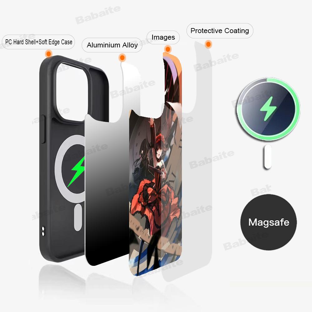 Мультяшный чехол K-Kurumi T-Tokisaki Магнитный чехол Для IPhone 16 14 13 12 11 15 Pro Max Plus Для Magsafe Беспроводная зарядка Чехол