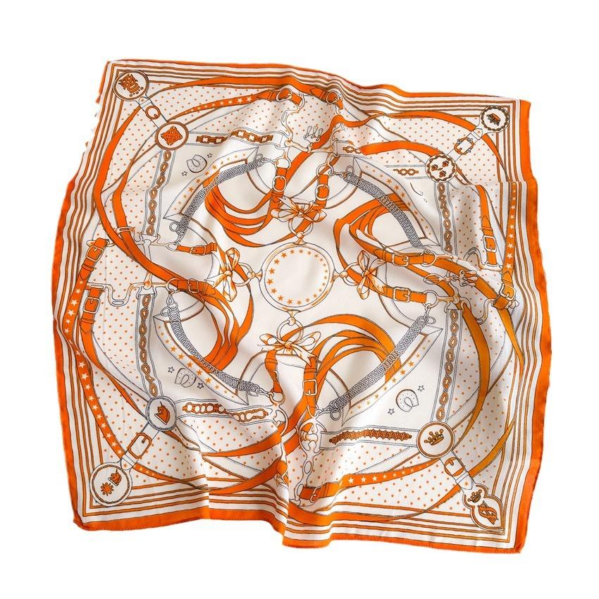 European and American fashion chain thin small square scarf retro silk scarf herringbone pattern headscarf imitation velvet shawl scarf scarf women