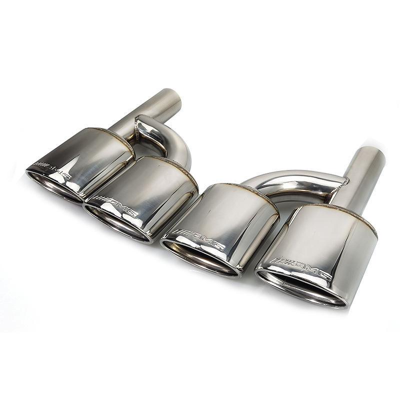 Stainless Steel H-Type Muffler Tip for Mercedes-AMG W204 C-Class Quad Exhaust.