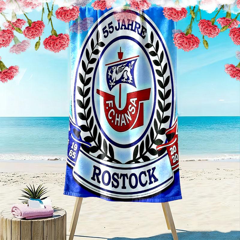 FC Hansa Print Beach Towel, Large Soft Quick Dry Towel for Beach Camping Swimming