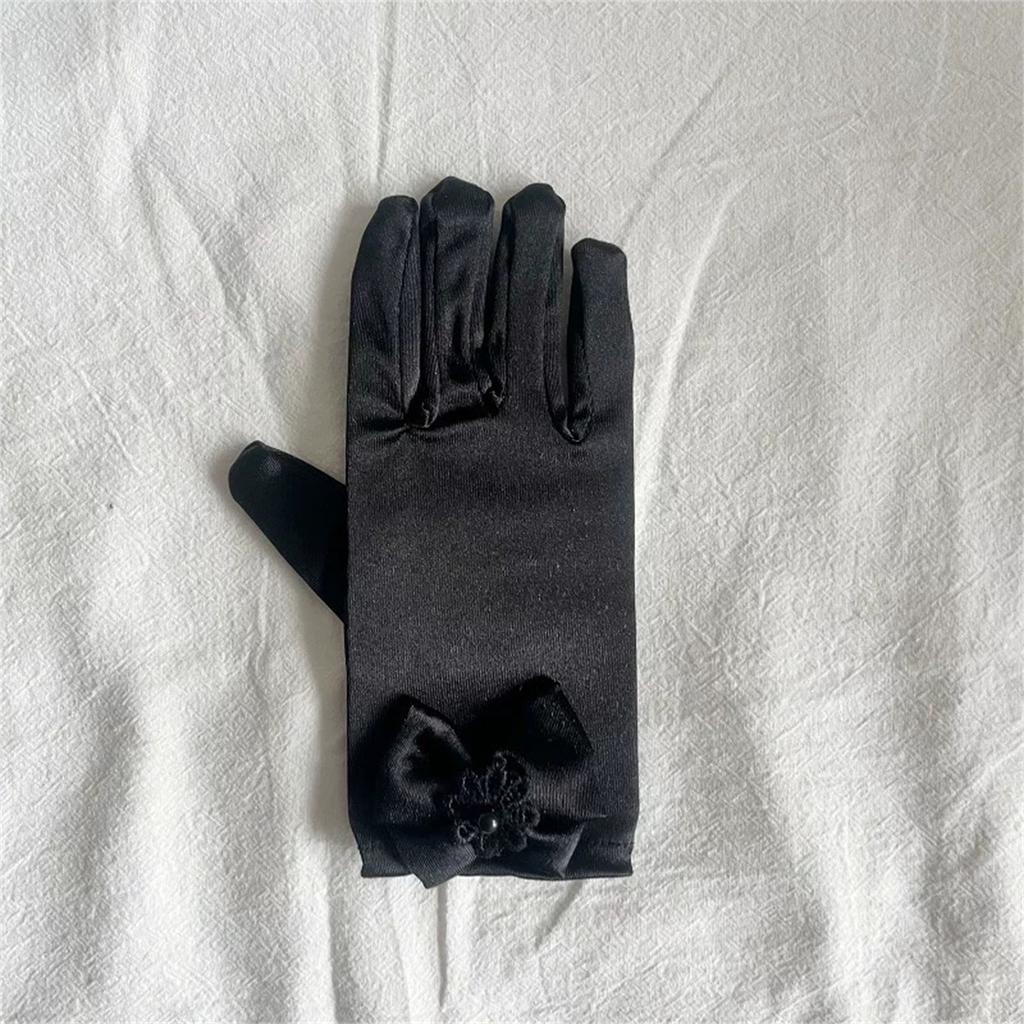 Bowknot Gloves for Ceremony School Boys and Girls Bowknot Elastic Gloves for Dress Etiquette Gloves Stage Performances