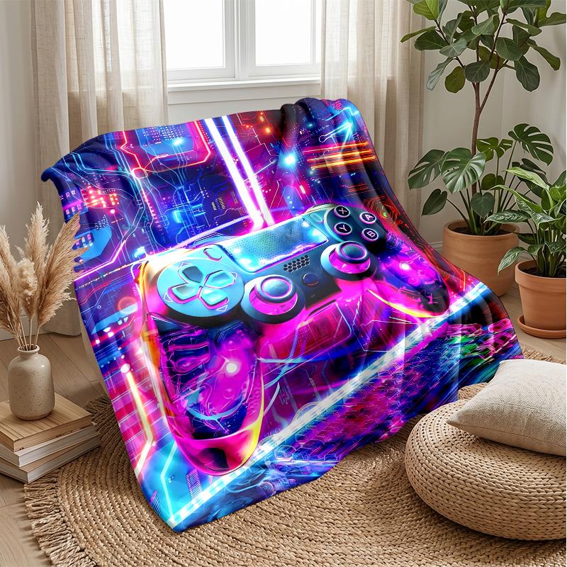 Neon Panda Gamer Theme blanket Lightweight Warm Flannel Blanket Decorative Throw Blanket for Home Decoration