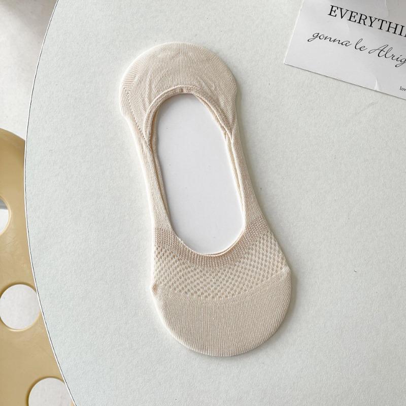 Женские летние тонкие однотонные сетчатые силиконовые нескользящие носки-подследники с невидимым бесшовным задником