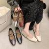Buckle One-word French New Retro Single Shoes with Heel Square Head Women's Shallow Mouth Low Autumn 2025 Fashion Mary Jane Shoes