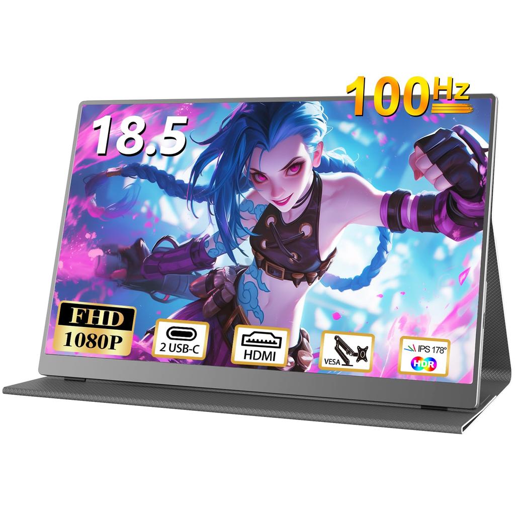 CUIUIC Mobile Monitor Inch Large Screen Gaming Monitor Mobile Display 100HZ Portable Monitor IPS LCD Panel Matte HDR Mode USB HDMI Speaker with Stand