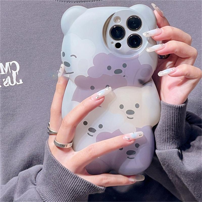 Ins Япония милый 3d мультфильм медведь цветок чехол для телефона для Iphone 13 12 11 Pro Xs Max X Xr мультфильм животных противоударная мягкая задняя крышка