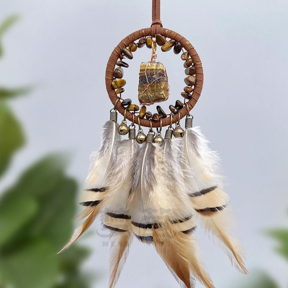 Crystal Stone Dreamcatcher Car Pendant Retro Car Hanging Ornament Car Interior Decoration