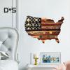 Challenge Coin Display Stand Wooden American Flag USA Map Shape Coin Holder Vintage Wall Mounted Coin Display Stand for Veterans Patriotic Souvenirs