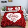 Red Rose Floral Duvet Cover Love Heart Bedding Set Microfiber Romantic Quilt Cover Queen King For Couple Wedding Valentine Decor