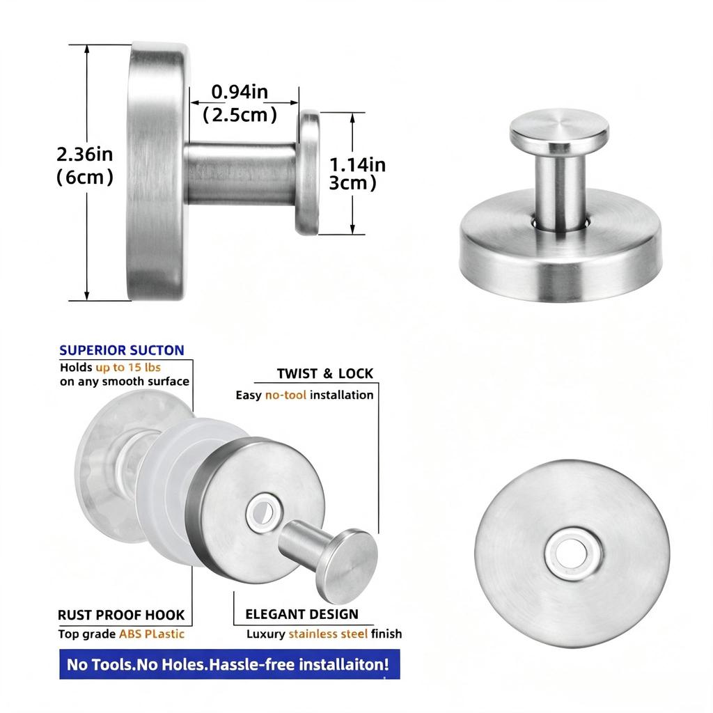 Stainless Steel Suction Hook Jost Drill-Free Strong Adhesive