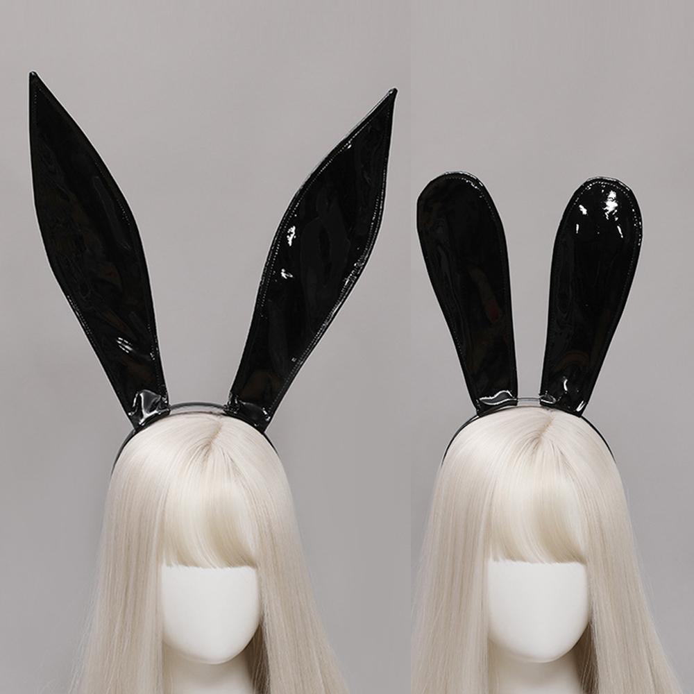 Sexy Bunny Maids Ears Headband Cosplay Leather Rabbit Ear Hairband DJ Night Club Bar Headwear Party Hair Hoop High Quality