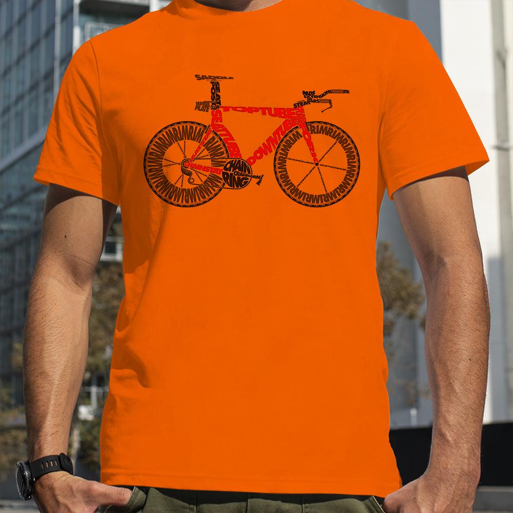 Words Bicycle Anatomy of a Time Trial Bike Print T-Shirts Men Summer Breathable Short Sleeves Loose Oversized Tee Unisex