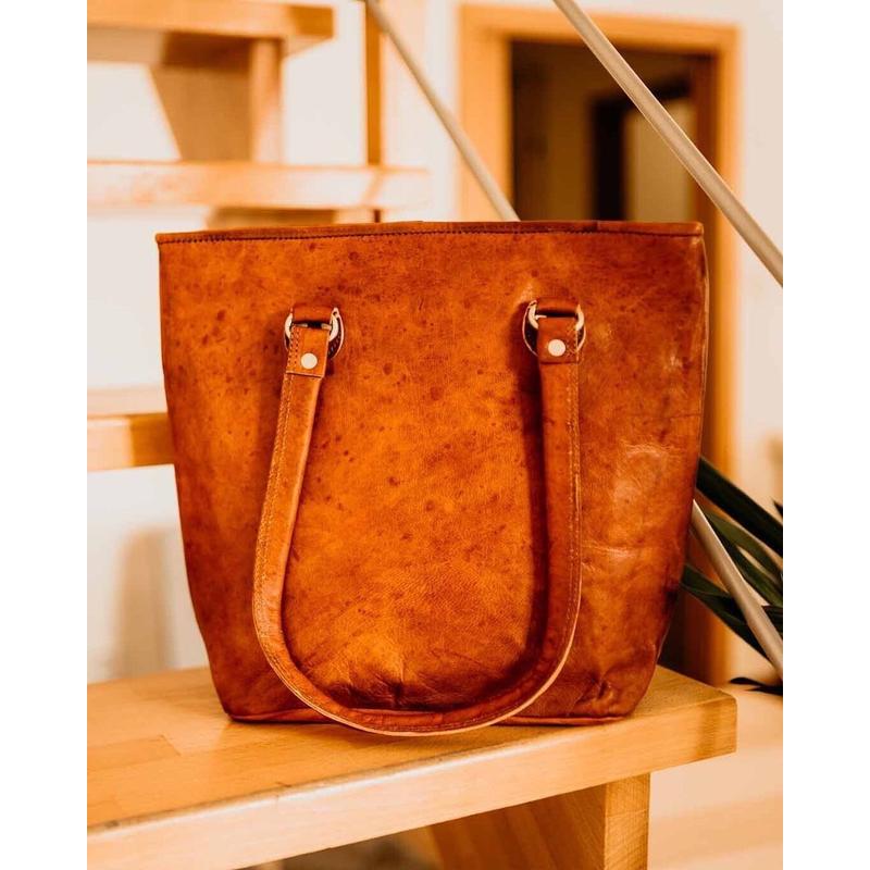 Большая винтажная кожаная сумка через плечо 16 дюймов, идеальная коричневая женская сумка для покупок