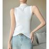 Modal Half Turtleneck Sleeveless Bottoming Shirt for Women In Spring, Summer and Autumn, with Right Shoulder T-shirt, Slim Korean Style Top
