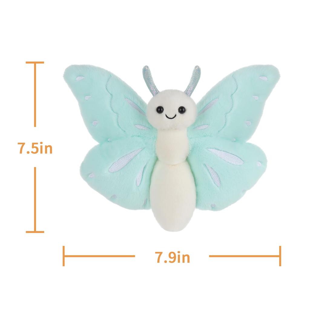 Apricot Lamb Blue Butterfly Plush Toy for Kids, Soft and Cute Fluffy Blue Butterfly for Girls and Boys, 19cm