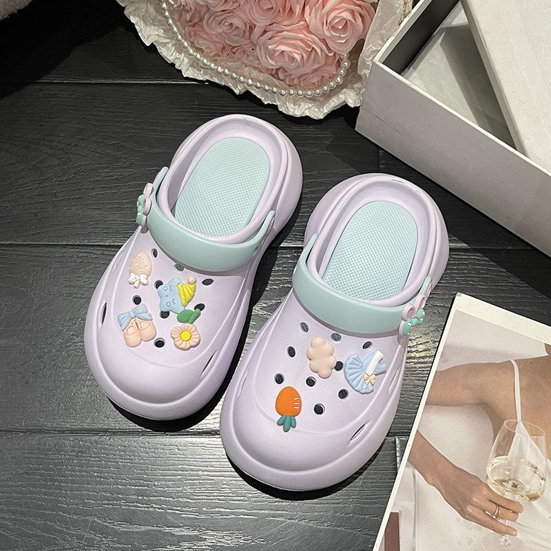 2024 Лето Новые Туфли На Высоком Каблуке Muffin Bottom Tide Outside Wear Тапочки Baotou Пляжные Туфли На Платформе Тапочки Женские Нескользящие Тапочки