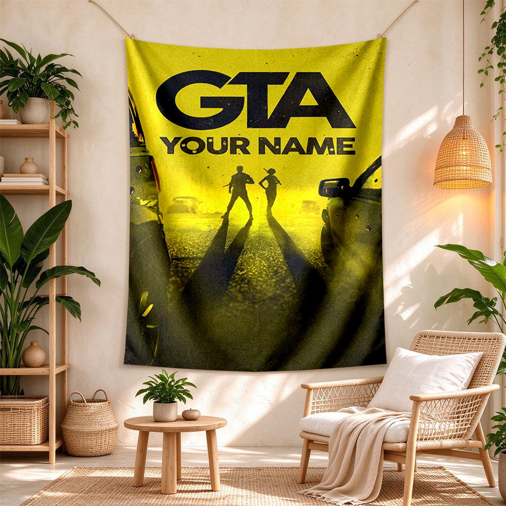 Gta Customize Your Name Tapestry Decorative Wall Tapestry Easy to Hang Suitable for Bedroom Wall Multi-purpose for All Occasions