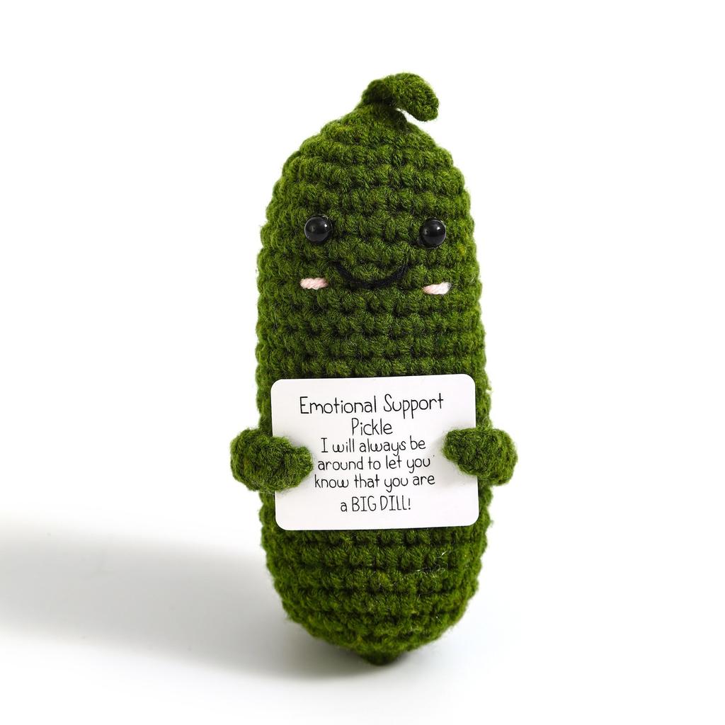 Positive Crochet Potato Doll with Card Handmade Knitted Emotional Support Hug Pocket Cucumber Ornament Room Decor Christmas Gift