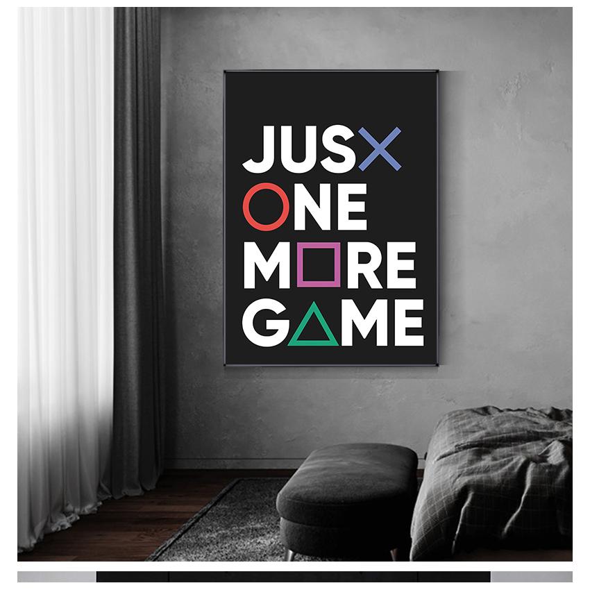 Gamer Joystick Symbols Gamepad Controller Boys Room Wall Art Canvas Painting Man Cave Decor Just One More Game Poster Prints