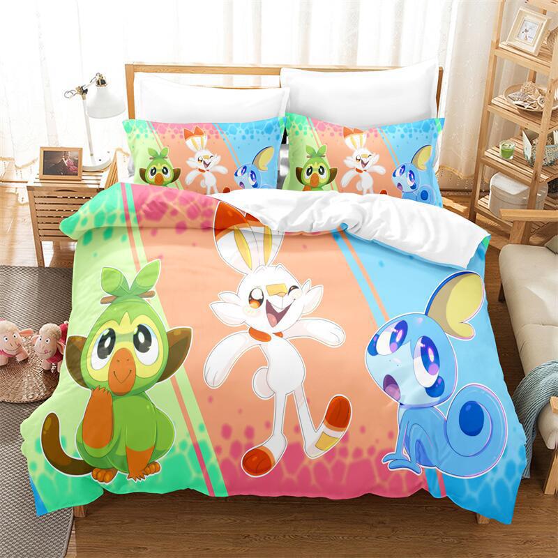 Cartoon Animation Digital Printing Bedding Quilt Cover Microfiber Polyester Cotton Three-Piece Set
