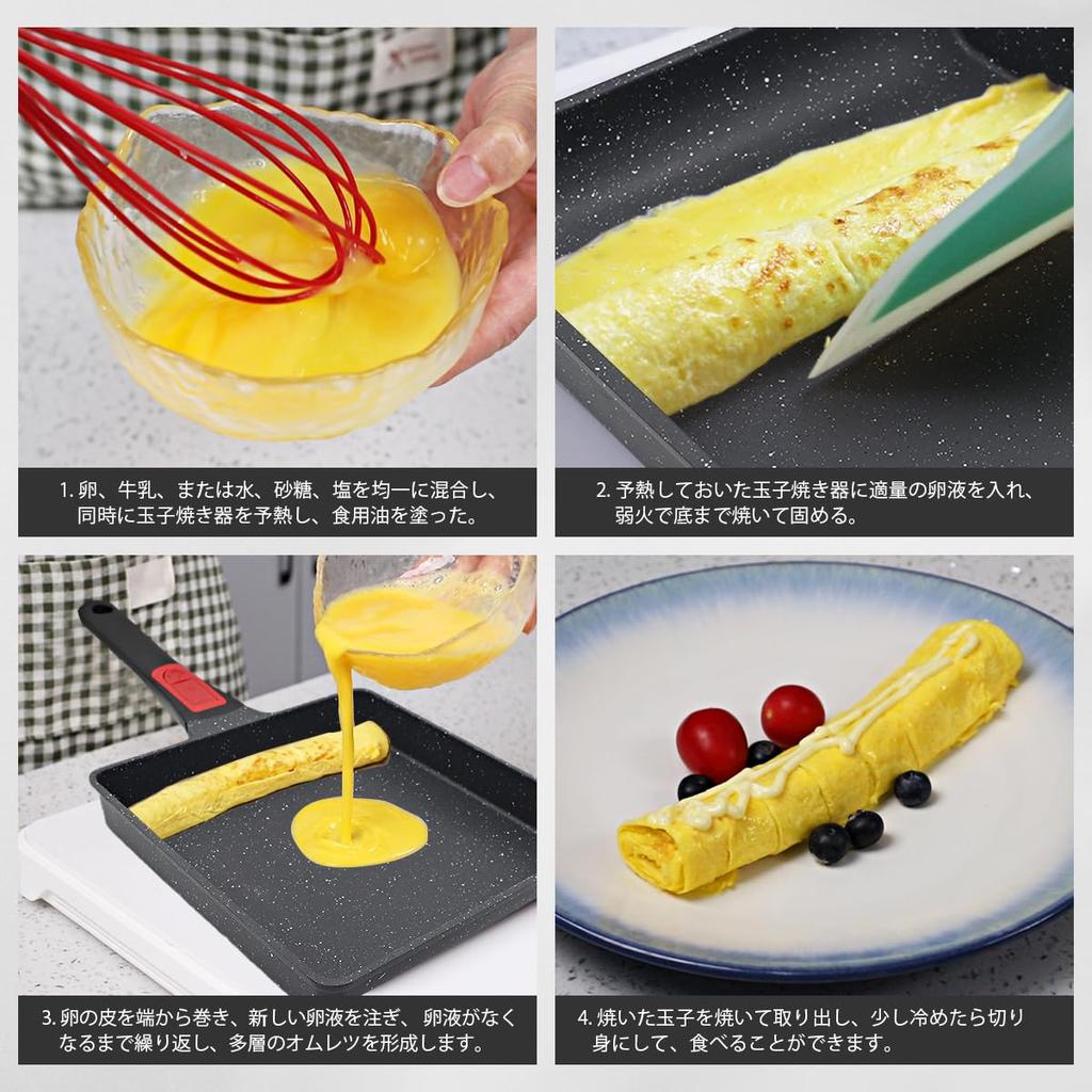 Сковорода RANXINGST Tamagoyaki IH Person Tamagoyaki Можно мыть в посудомоечной машине Приготовление на среднем огне Съемная ручка Не содержит ПФОС Черная 1-3 Антипригарное покрытие (2123см)