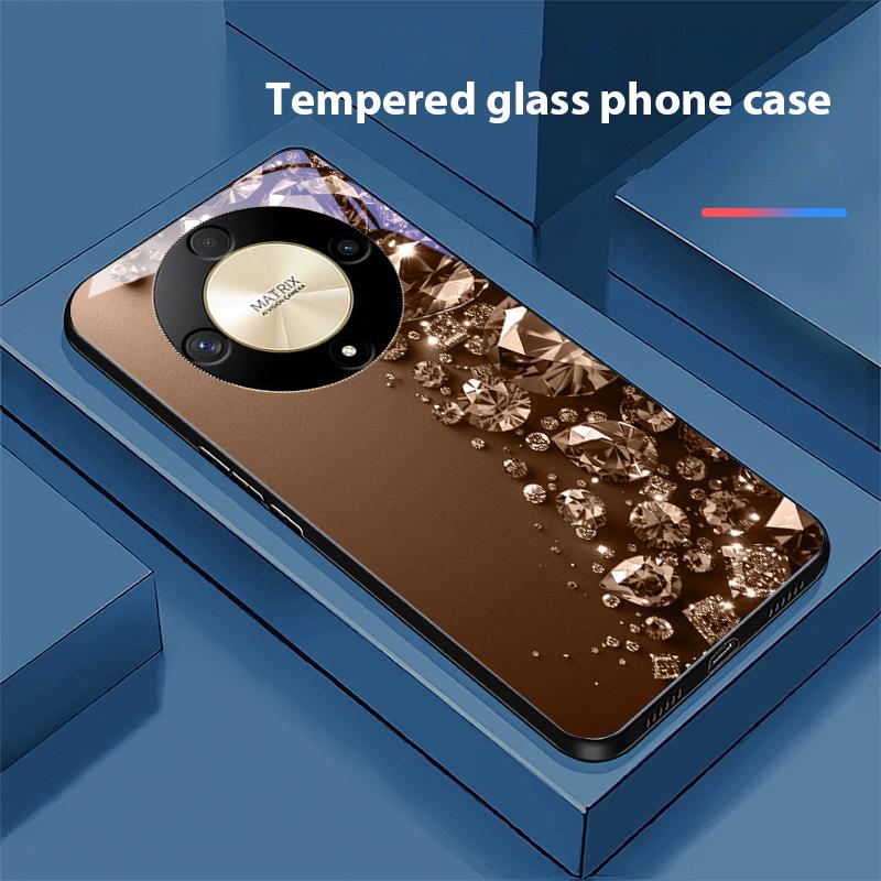 Полностью бриллиантовый чехол для телефона из закаленного стекла для Honor Magic 6 50 70 90 Lite X7b 200 Pro Nova 10 Nova 5T X6 P30 Pura 70 Ultra