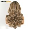 FREEDOM 9x6 Synthetic Lace Front Wigs For Women Pre Plucked Body Wave Lace Wig 20 inches Pre-cut Ombre Brown Blonde Cosplay Wigs