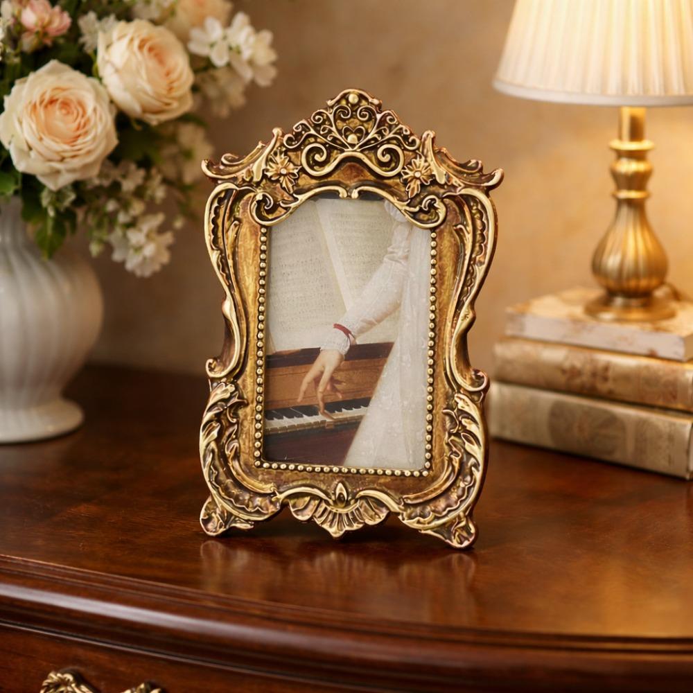 Carved Flower Design French Baroque Photo Frame Rectangular Oil Picture Frame  Bedroom