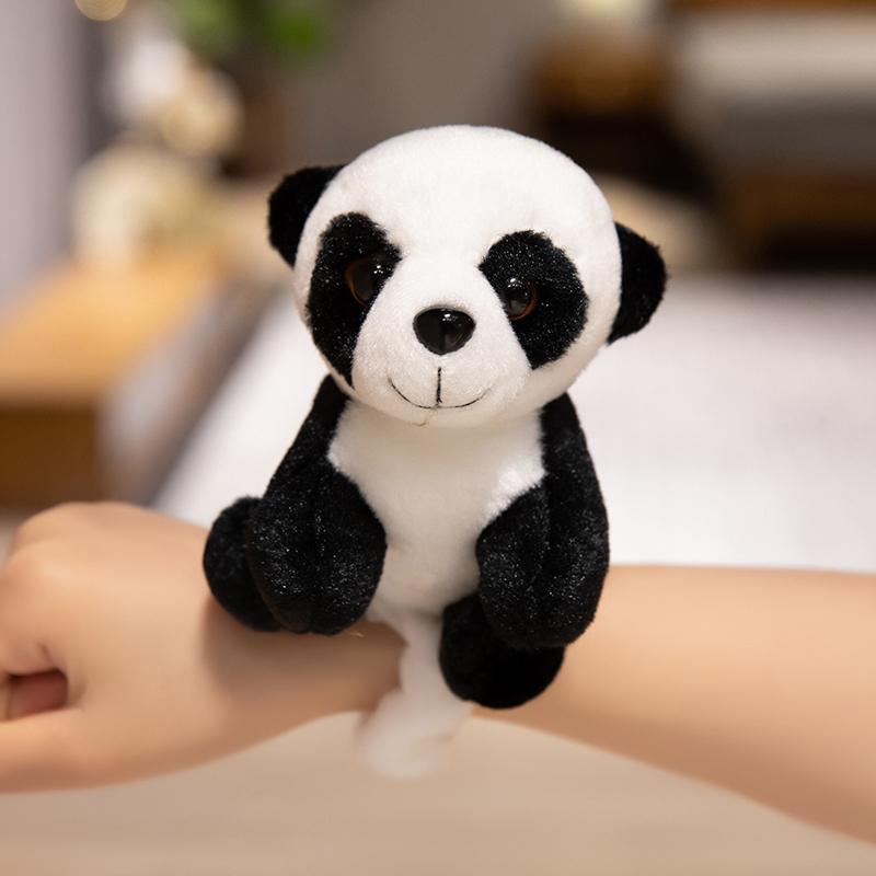 Stuffed Animal Panda Giraffe Leopard Tiger Elephant Slap Bracelet for Kid Hand Ring Wristband Soft Plush Wrist Creative Toy Gift
