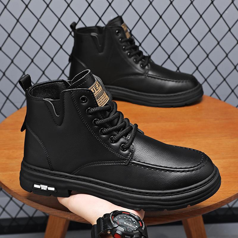 Fashion Mens Boots Fashion Leather Men's Ankle Boots Autumn Outdoor Platform Hiking Designer Luxury Casual High Top Boot Botas Masculino
