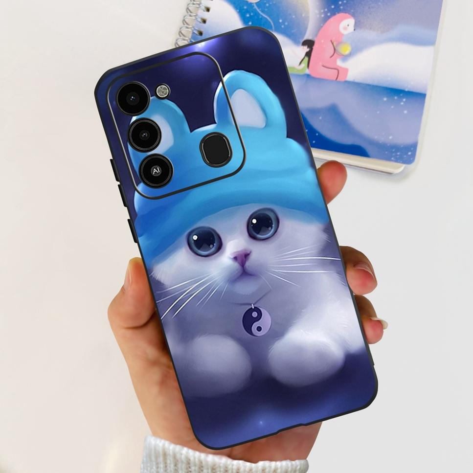 Чехол для Tecno Spark GO 2022 KG5 Мягкий Силикон Милый Кот Чехол для Телефона Для Tecno SparkGO 2022 6.52" Роскошные Цветы Любви Чехлы Funda