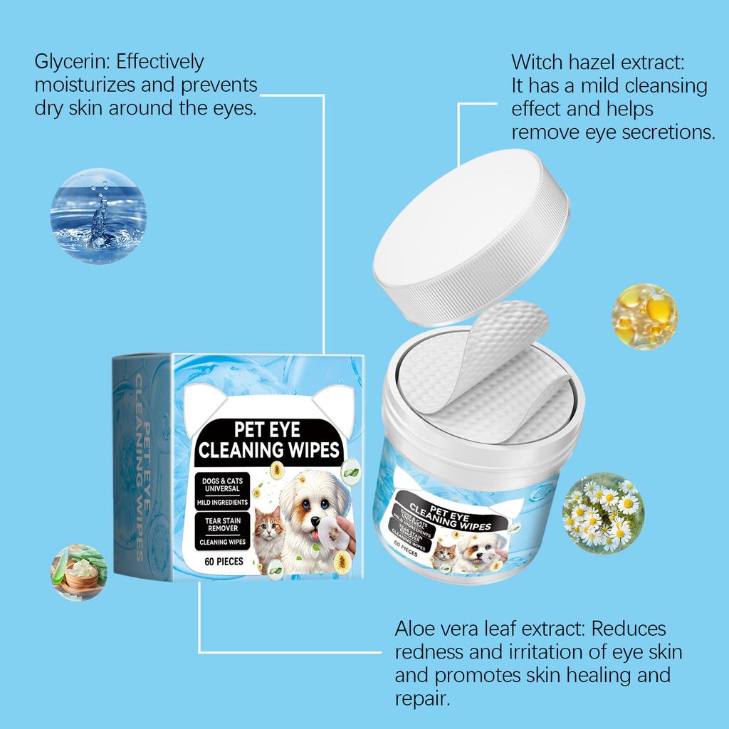 Очищающие салфетки для глаз кошек и собак, средство от пятен от слез домашних животных, мягкие очищающие подушечки 10 мл