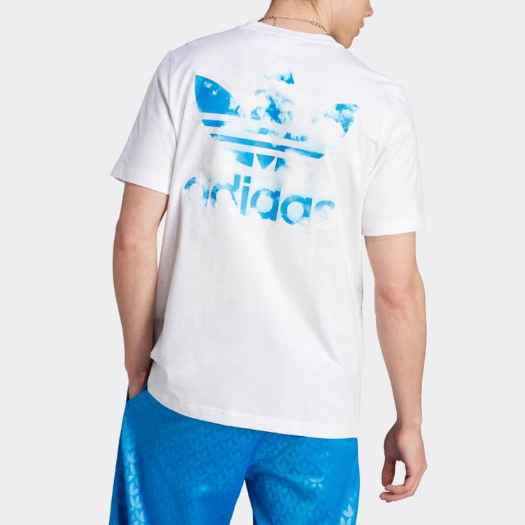 adidas Originals Трилистник с буквенным принтом, футболка с круглым вырезом и короткими рукавами, мужские топы, белые II8169