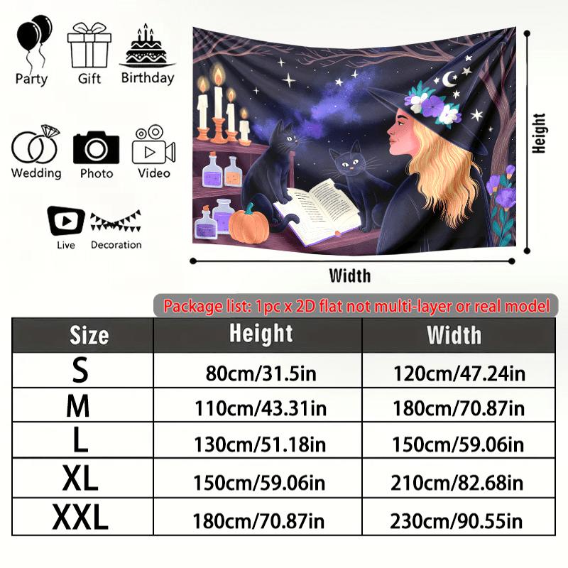Scary Gifts Candles Home Halloween Celebration Banner, Multicolor Polyester Backdrop for Party Decor