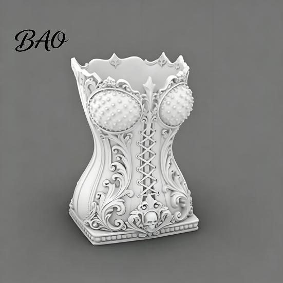 Gothic Desk Accessories Makeup Brush Storage Tube, Retro Skull Desktop Organizer, Black And White Decor Decorative Plastic Holder for Dressing
