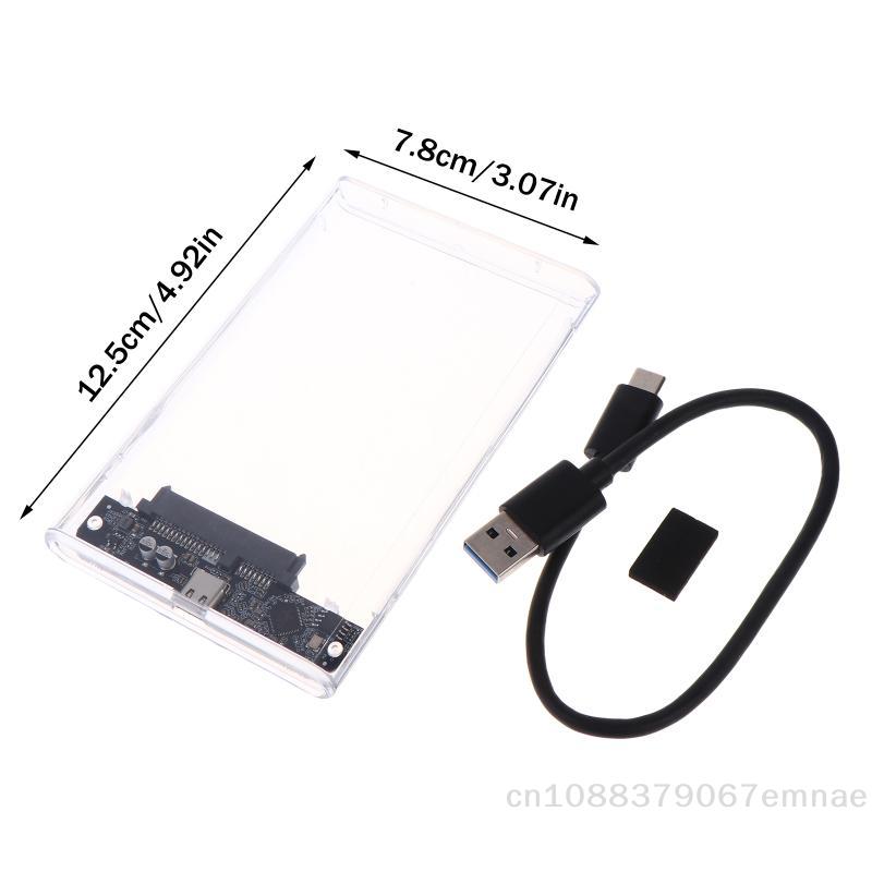 Внешний корпус для 2,5-дюймового накопителя USB Type C, SATA на 5 Гбит/с, прозрачный корпус для HDD/SSD, совместимый с ПК и ноутбуками