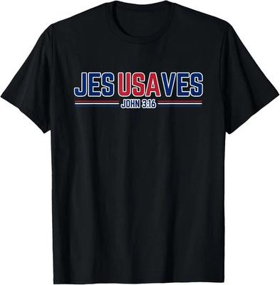 Jesus Saves USA - Christian Patriotic JesUSAves T-Shirt