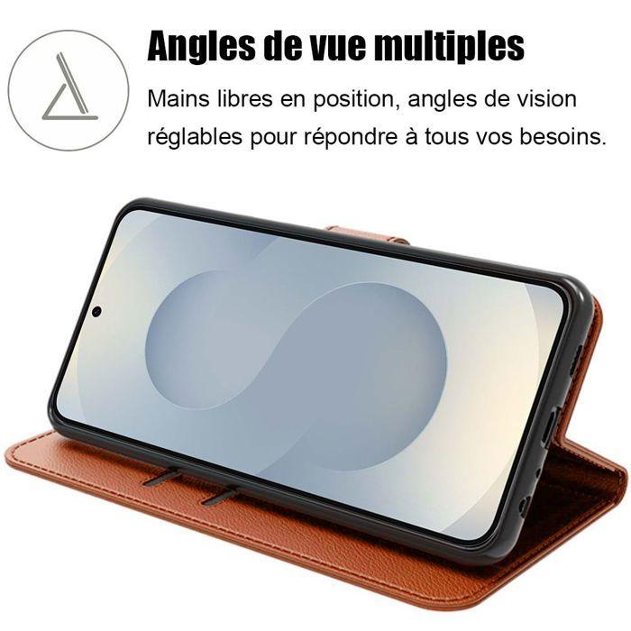 Protective Case - BOOLING - for Samsung Galaxy S25 Plus - Brown Synthetic Leather - Shockproof - Flip Case