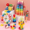 Montessori Early Education Toys for Ages 0-3: Bead Maze, Stringing Beads, Stacking Blocks, Pegboard, Twist Worm, and Educational Musical Piano