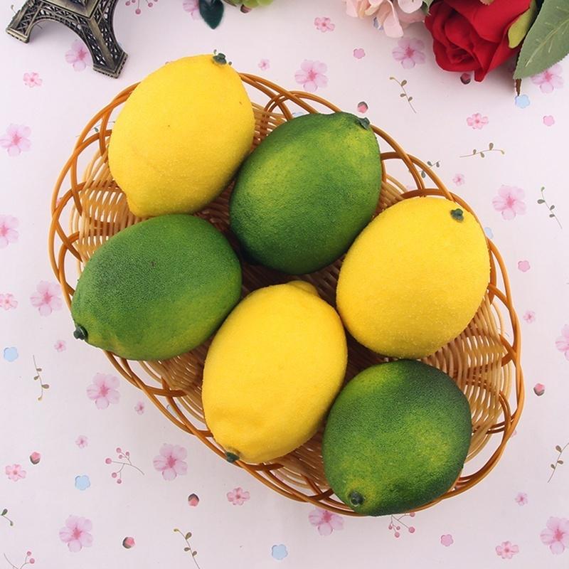 3Pcs Lemon Artificial Fruit Fake Theater Prop Staging Home Decor Faux Lemons