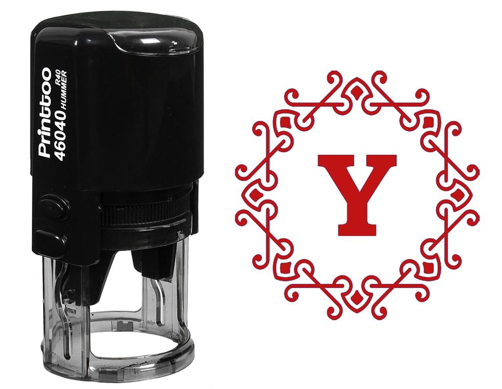 Printtoo Y Alphabet Monogram Initial Octagon Celtic Swirl Frame R-40 Self Inking Rubber Stamp Office