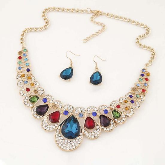 2 шт./компл. преувеличенные благородные красивые серьги-колье, многоцветные капли воды, подвеска из искусственного камня, серьги, ювелирные аксессуары