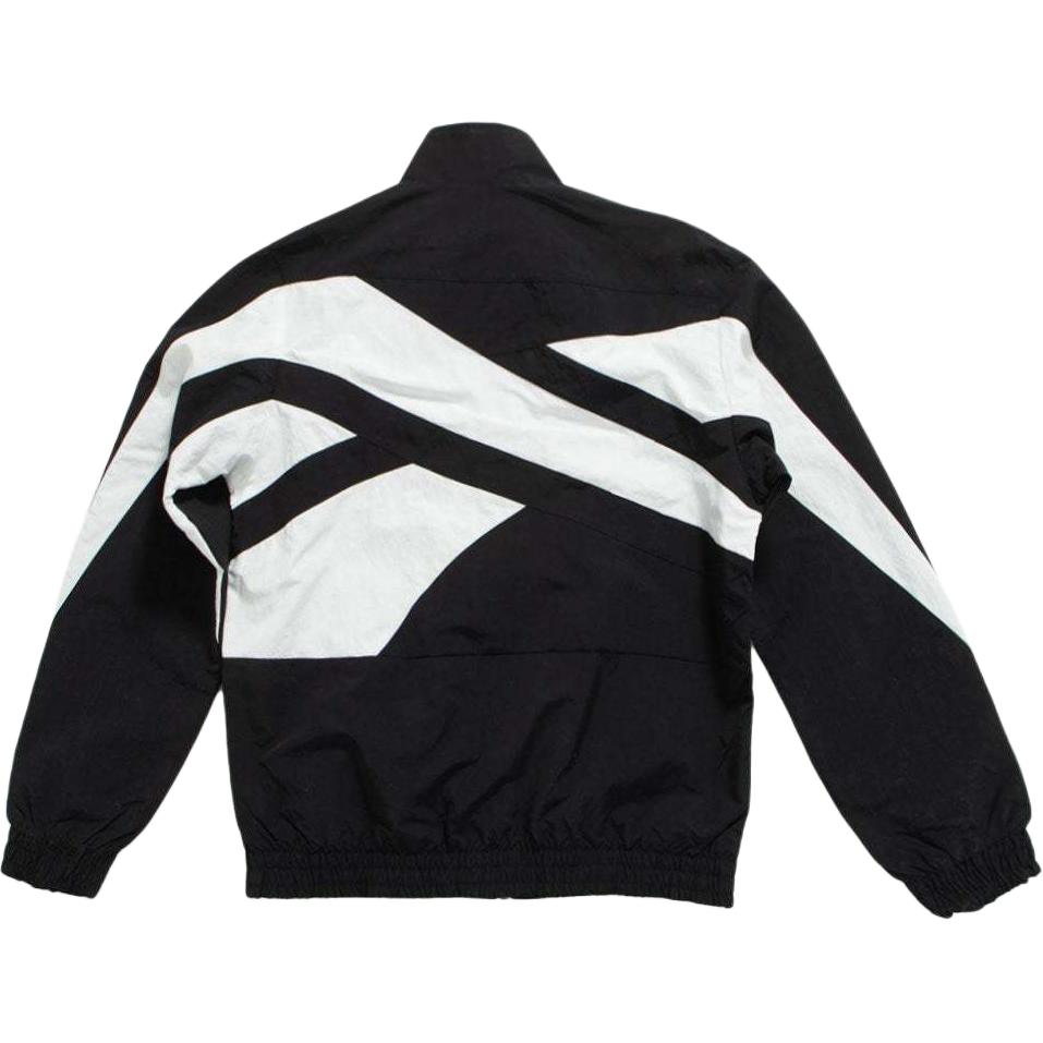 Reebok High Street American Brand Logo Letter Splicing Color Block Casual Woven Retro Stand Collar Jacket Unisex Jacket Black 24SRM101UGH0